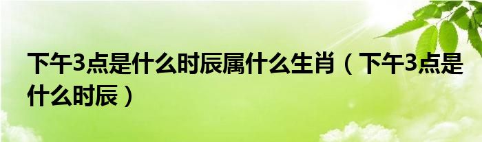 下午3点是什么时辰属什么生肖（下午3点是什么时辰）