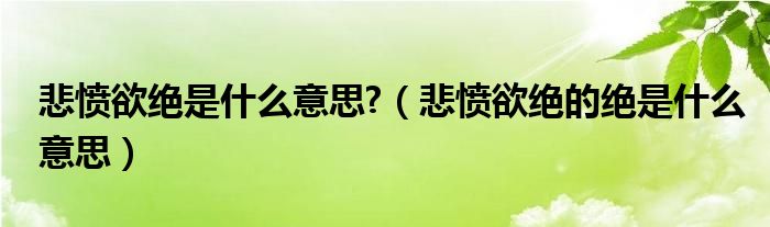 悲愤欲绝是什么意思?（悲愤欲绝的绝是什么意思）