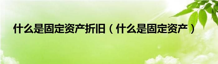 什么是固定资产折旧（什么是固定资产）