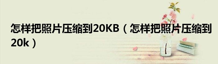 怎样把照片压缩到20KB（怎样把照片压缩到20k）