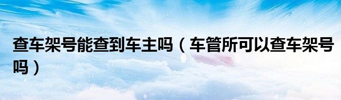 查车架号能查到车主吗（车管所可以查车架号吗）