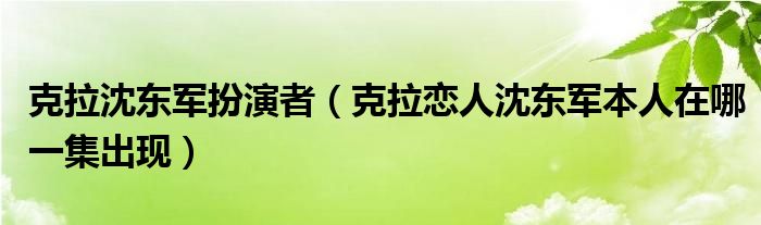 克拉沈东军扮演者（克拉恋人沈东军本人在哪一集出现）