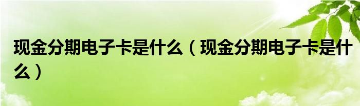 现金分期电子卡是什么（现金分期电子卡是什么）