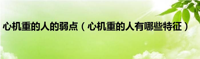 心机重的人的弱点（心机重的人有哪些特征）