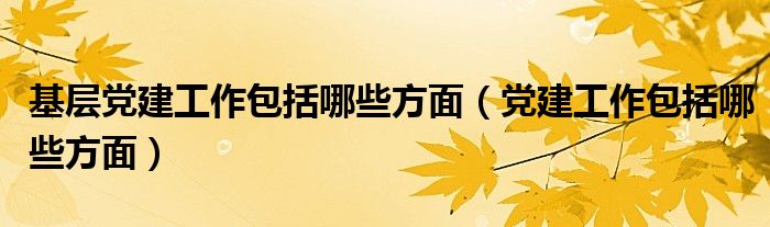 基层党建工作包括哪些方面（党建工作包括哪些方面）