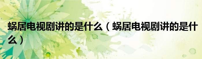 蜗居电视剧讲的是什么（蜗居电视剧讲的是什么）