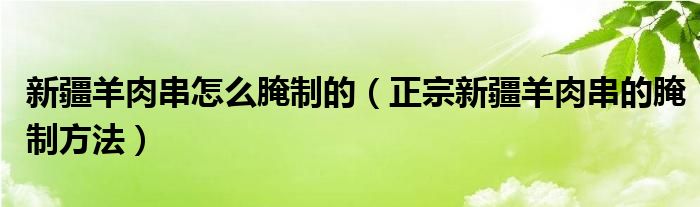 新疆羊肉串怎么腌制的（正宗新疆羊肉串的腌制方法）