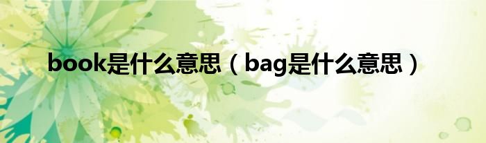 book是什么意思（bag是什么意思）