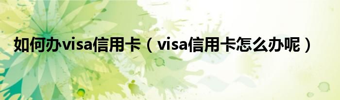 如何办visa信用卡（visa信用卡怎么办呢）