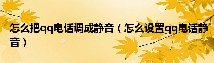 怎么把qq电话调成静音（怎么设置qq电话静音）