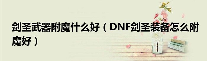 剑圣武器附魔什么好（DNF剑圣装备怎么附魔好）