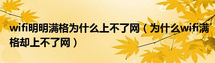 wifi明明满格为什么上不了网（为什么wifi满格却上不了网）