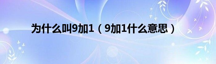 为什么叫9加1（9加1什么意思）