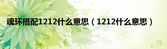 魂环搭配1212什么意思（1212什么意思）