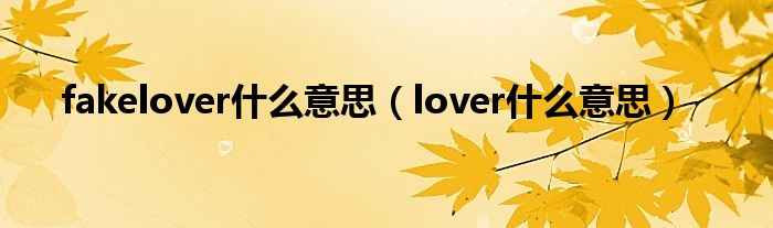 fakelover什么意思（lover什么意思）