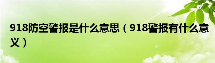 918防空警报是什么意思（918警报有什么意义）