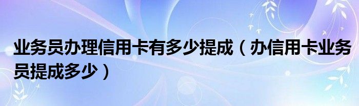 业务员办理信用卡有多少提成（办信用卡业务员提成多少）