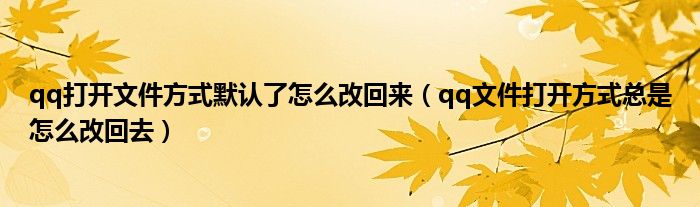 qq打开文件方式默认了怎么改回来（qq文件打开方式总是怎么改回去）