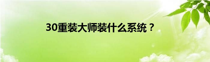 30重装大师装什么系统？