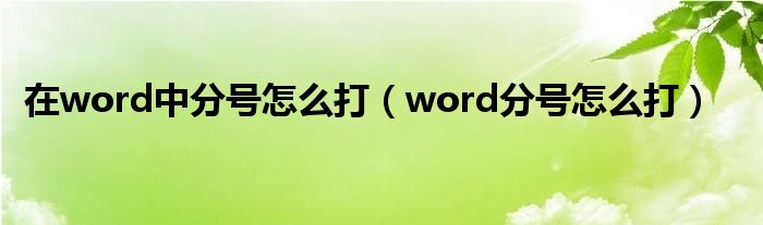 在word中分号怎么打（word分号怎么打）