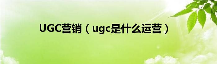 UGC营销（ugc是什么运营）