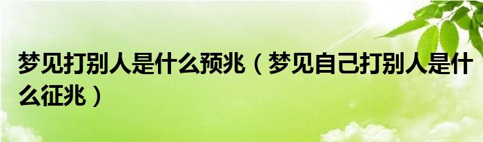 梦见打别人是什么预兆（梦见自己打别人是什么征兆）