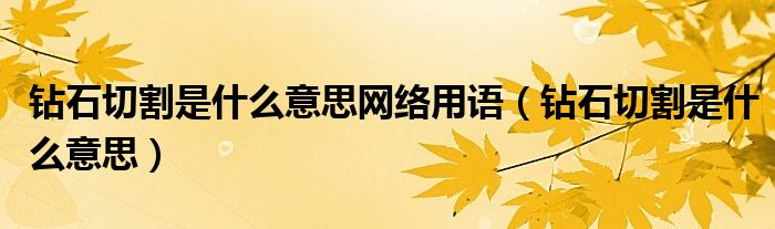 钻石切割是什么意思网络用语（钻石切割是什么意思）