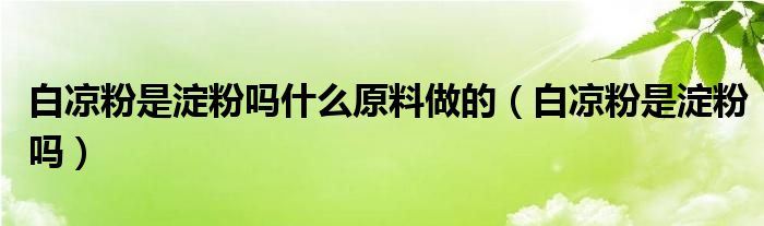 白凉粉是淀粉吗什么原料做的（白凉粉是淀粉吗）