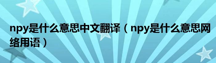 npy是什么意思中文翻译（npy是什么意思网络用语）