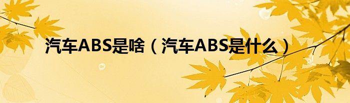 汽车ABS是啥（汽车ABS是什么）