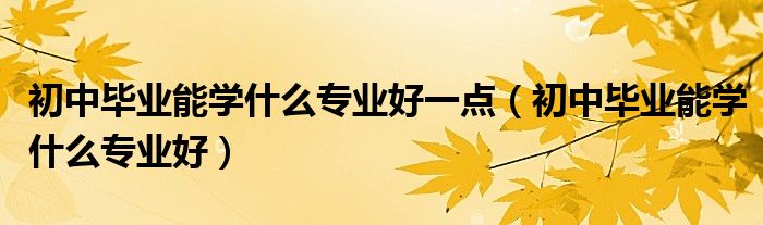 初中毕业能学什么专业好一点（初中毕业能学什么专业好）