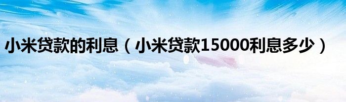 小米贷款的利息（小米贷款15000利息多少）