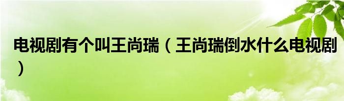 电视剧有个叫王尚瑞（王尚瑞倒水什么电视剧）