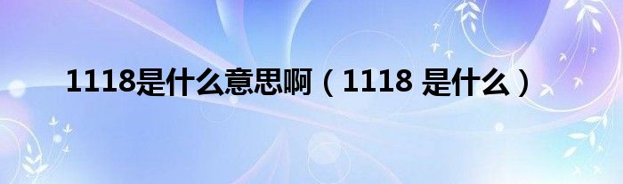 1118是什么意思啊（1118 是什么）