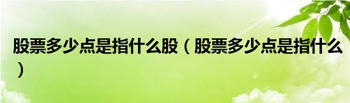 股票多少点是指什么股（股票多少点是指什么）