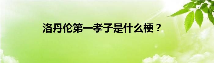 洛丹伦第一孝子是什么梗？