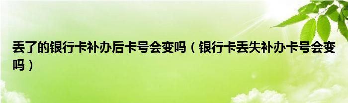 丢了的银行卡补办后卡号会变吗（银行卡丢失补办卡号会变吗）