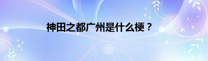 神田之都广州是什么梗？