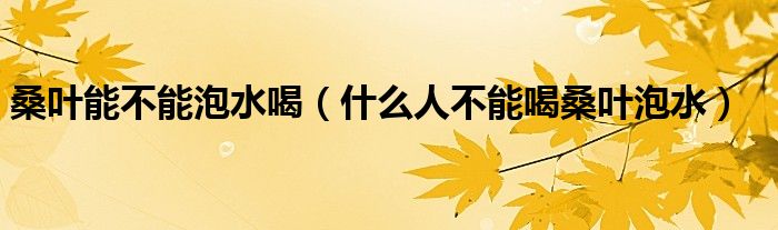 桑叶能不能泡水喝（什么人不能喝桑叶泡水）