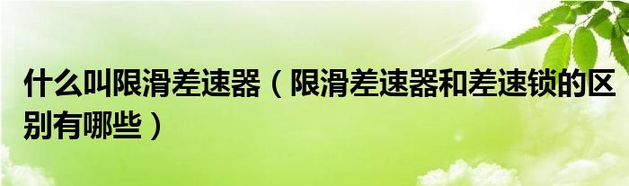 什么叫限滑差速器（限滑差速器和差速锁的区别有哪些）