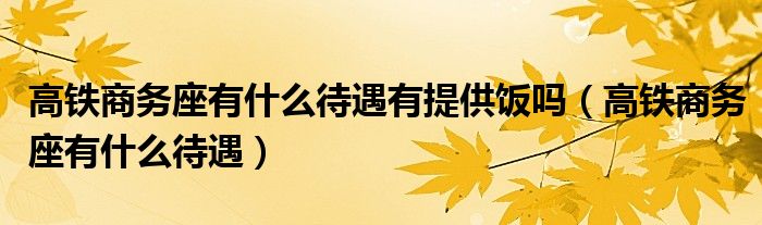 高铁商务座有什么待遇有提供饭吗（高铁商务座有什么待遇）