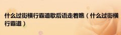 什么过街横行霸道歇后语走着瞧（什么过街横行霸道）