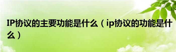 IP协议的主要功能是什么（ip协议的功能是什么）