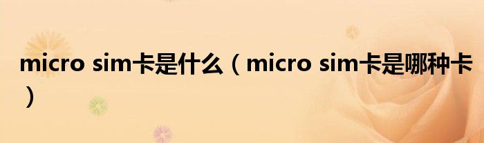 micro sim卡是什么（micro sim卡是哪种卡）