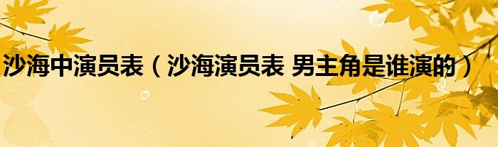 沙海中演员表（沙海演员表 男主角是谁演的）