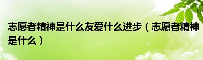 志愿者精神是什么友爱什么进步（志愿者精神是什么）