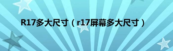 R17多大尺寸（r17屏幕多大尺寸）