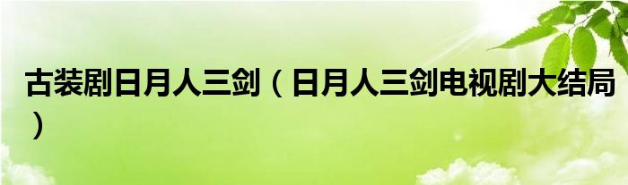 古装剧日月人三剑（日月人三剑电视剧大结局）