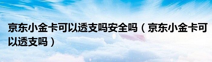 京东小金卡可以透支吗安全吗（京东小金卡可以透支吗）