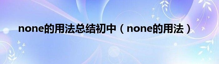 none的用法总结初中（none的用法）